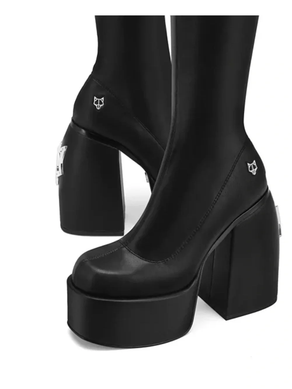 Naked Wolfe Black Knee-High Platform Block Heel Boots